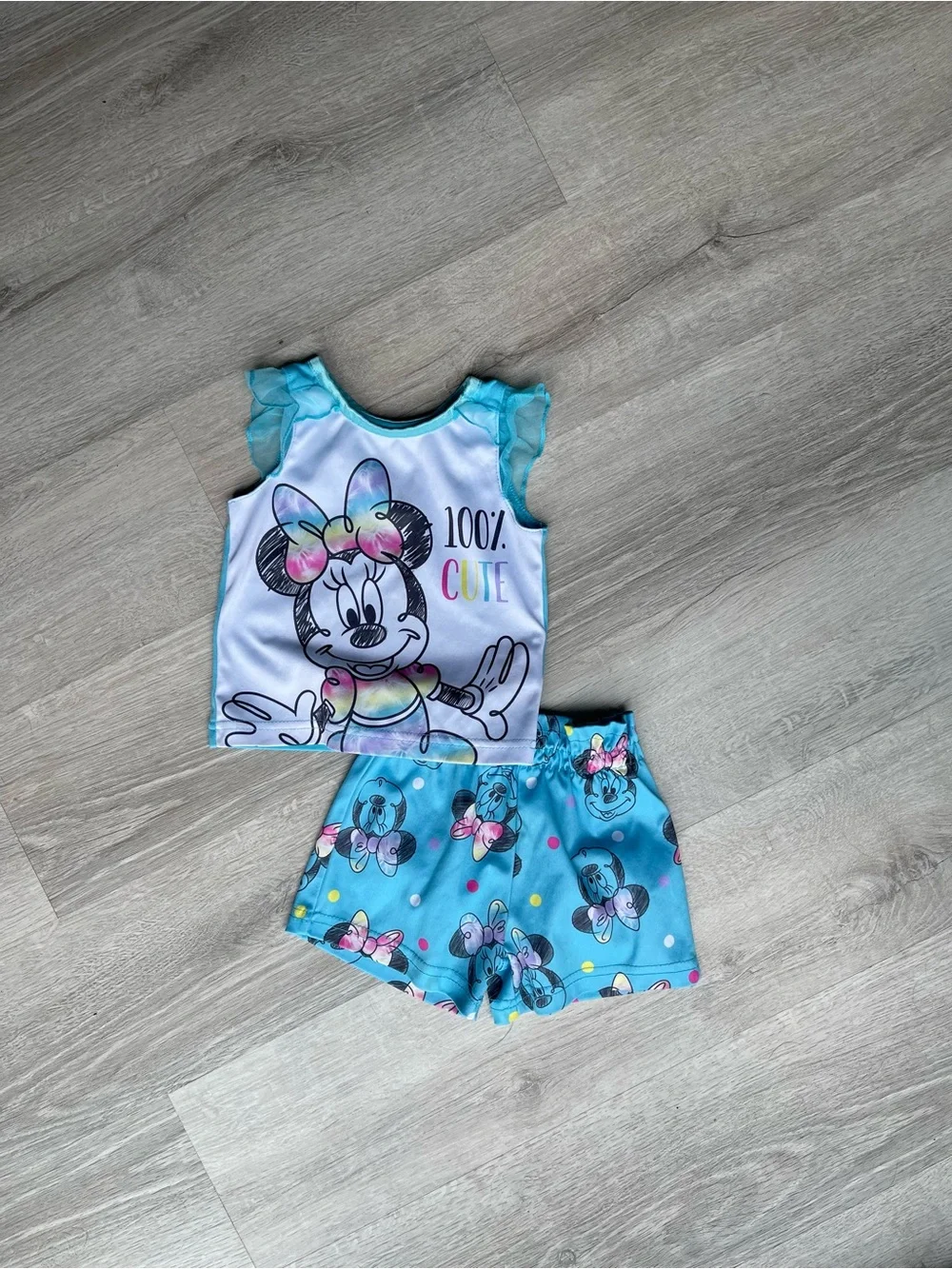 Disney Girls Minnie Mouse Blue & White Pajama Set